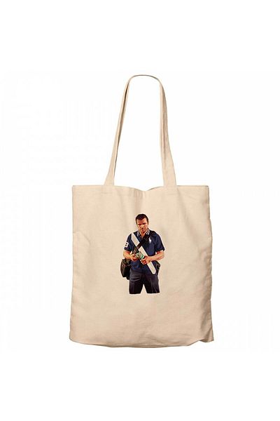 Z zepplin Gta Blue Thief Man Cream Zippered Cloth Bag Gabardine