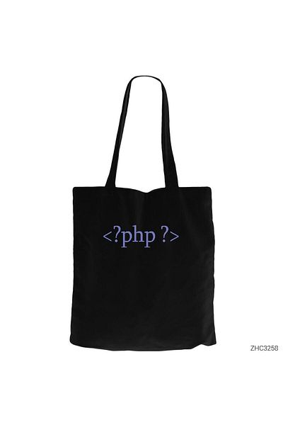 Z zepplin Php Tags Black Zippered Cloth Bag Gabardine