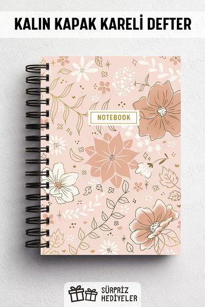 Eldesen Tasarım Spiral Thick Cover Checkered Notebook, A5 Size 80 Sheets 160 Pages, Checkered Notebook