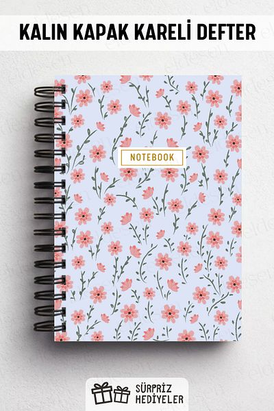 Eldesen Tasarım Spiral Thick Cover Checkered Notebook, A5 Size 80 Sheets 160 Pages, Checkered Notebook