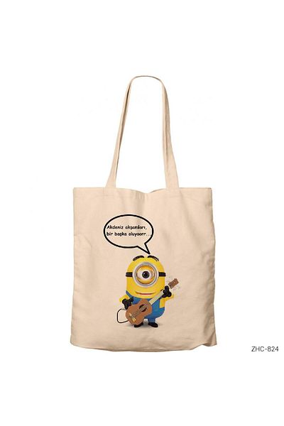 Z zepplin Minion Mediterranean Evenings Cream υφασμάτινη τσάντα με φερμουάρ Gabardine