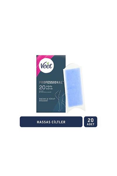 Veet شرائط شمع سير بروفيشنال للبشرة الحساسة لمنطقة الساق والجسم، 20 قطعة