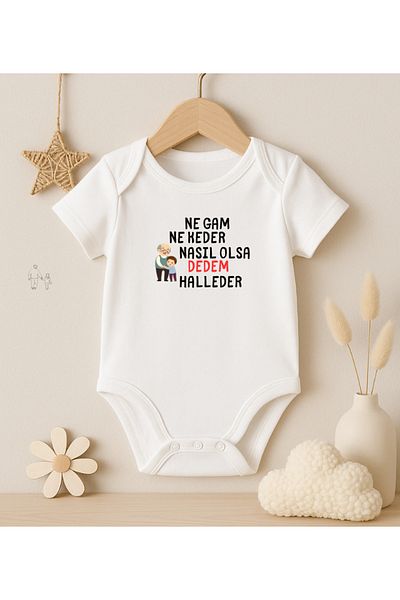 MODAT No Matter What, No Matter How Much Trouble, My Grandfather Will Handle It Written Printed Baby Bodysuit