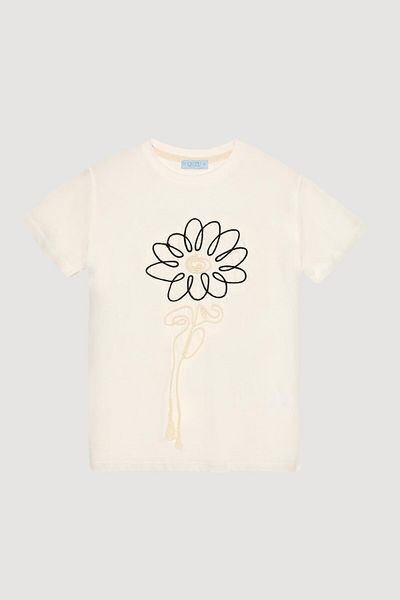 Quzu Embroidery Detailed T-Shirt Ecru