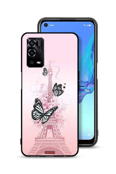 Tolwak Oppo A55 4G Protective Case Cover Butterflies On Eiffel Tower