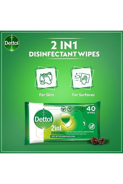 Generic Dettol Original Antibacterial Skin Wipes 40pcs