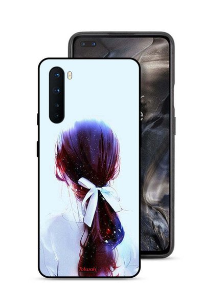Tolwak غطاء حماية OnePlus Nord بتصميم ربطة شعر مع رباط شعر وفن فتاة