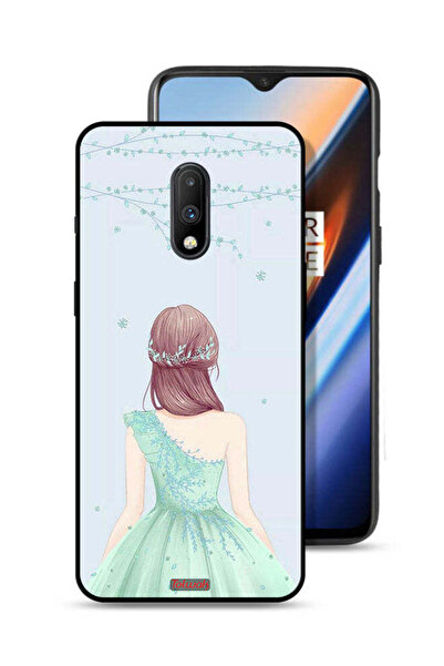 Tolwak غطاء حماية لهاتف OnePlus 7 بتصميم فتاة لطيفة ترتدي فستانًا زهريًا