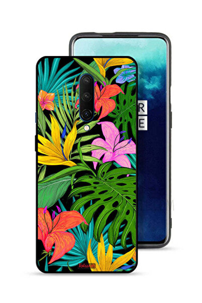 Tolwak غطاء حماية لهاتف OnePlus 7T Pro بنقشة زهور استوائية وأوراق شجر