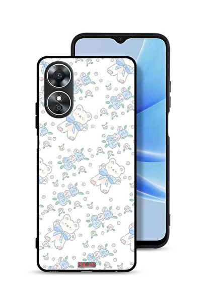 Tolwak غطاء حماية لهاتف Oppo A17 مع أيقونة دب تيدي لطيف وزهور