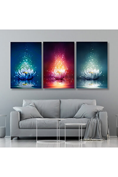 4gdran ثلاث لوحات قماشية بتصميم مودرن مع برواز فضي مجوف