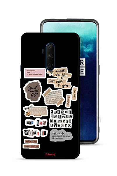 Tolwak غطاء حماية لهاتف OnePlus 7T Pro مع ملصقات اقتباسات الحظ السعيد