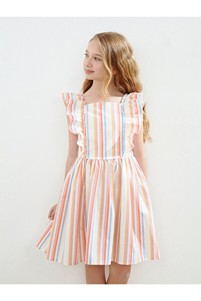 LC Waikiki Nevavm Square Collar Girl's Dress with Difference