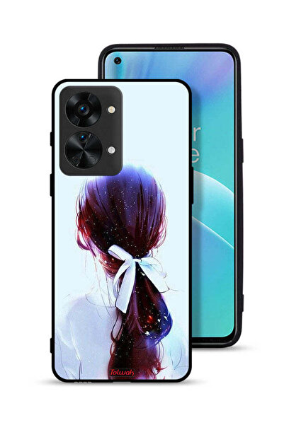 Tolwak غطاء حماية لهاتف OnePlus Nord 2T 5G بتصميم ربطة شعر مع رباط شعر وفن فتاة