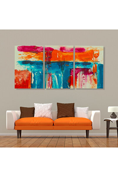 4gdran ثلاث لوحات قماشية بتصميم مودرن مع برواز بني مجوف