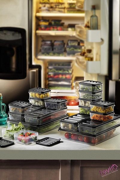 Mena Rise Diyar-Ifırsatshop Storage Container Set of 18 Anthracite S-401, Which Can Be Used in Microwave and Freezer