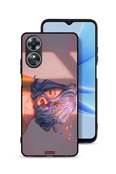 Tolwak غطاء حماية Oppo A17 بتصميم فتاة وفن الفضاء