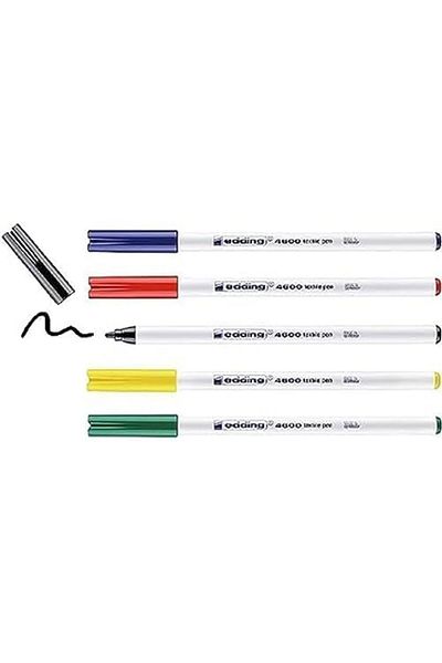 Mena Rise Diyar-Ifırsatshop 4600 Textile Pen - Black, Red, Blue, Green, Yellow - Set of 5 - Round