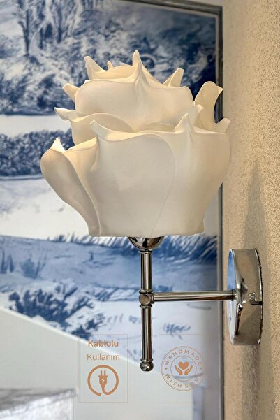 Maison Avf White Eva Rose Design Wired Sconce - Bottom Silver (Total Length 3...