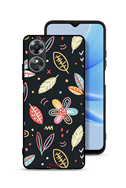 Tolwak Oppo A17 Protective Case Cover Flowers And Leaves Abstract Art