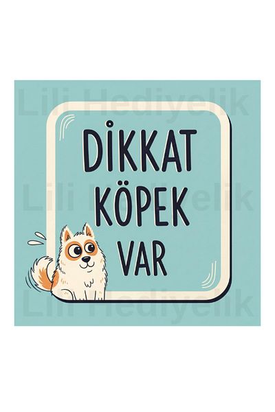 lili hediyelik Attention There Is a Dog Written 15X20 cm 3-Piece Metal Sheet