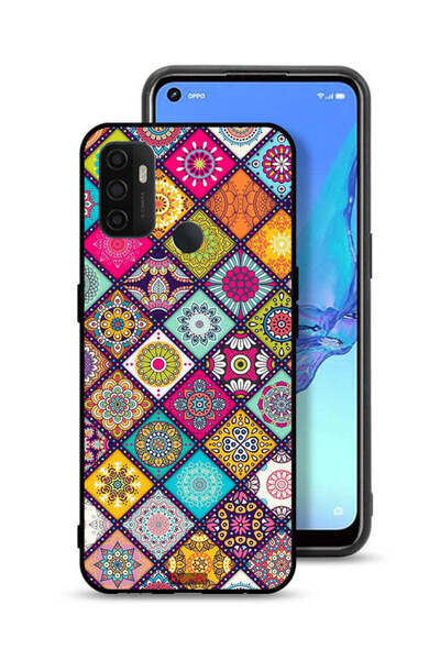 Tolwak غطاء حماية لهاتف Oppo A32 بنمط مربعات ماندالا