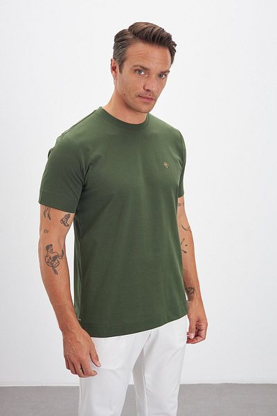 Paşahan Crew Neck Basic 100% Cotton Comfort Fit Logo Printed Men's T-Shirt