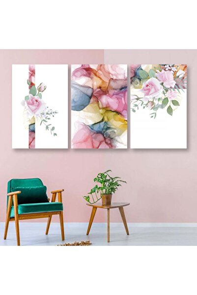 4gdran ثلاث لوحات قماشية بتصميم مودرن مع برواز خشبي مخفي