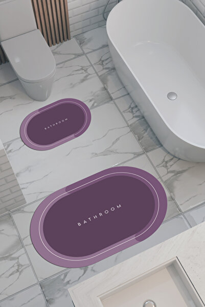 THEMODERNHANE Covoraș de baie ecologic cu model pentru baie, bază anti-alunec...