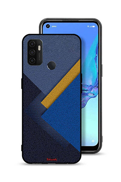 Tolwak غطاء حماية لهاتف Oppo A53 4G بنقشة مثلثات جلدية