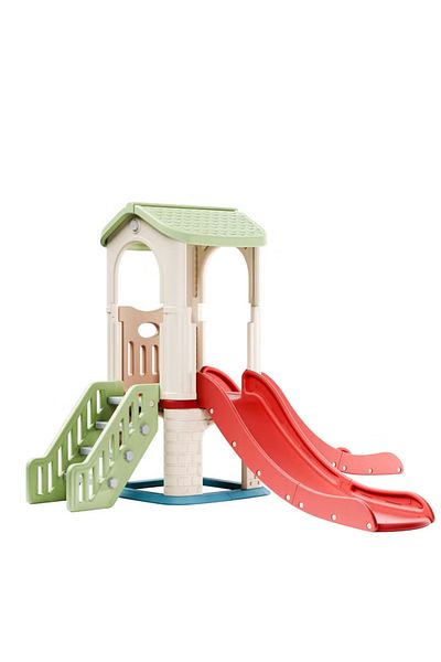 FULLJOY Cabin with 2 large slides, indoor playground and climbing ladder for children 280*205*159 cm