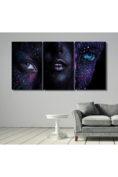 Marktna ثلاث لوحات قماشية بتصميم المرأة مع برواز شامبين مجوف