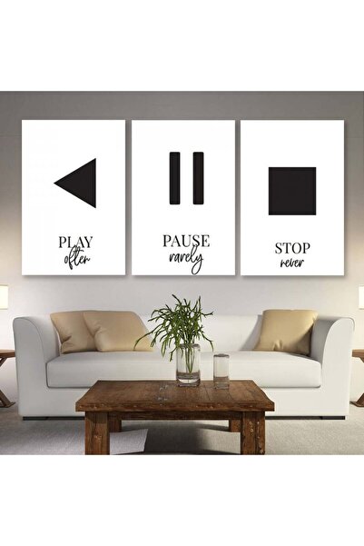 Marktna ثلاث لوحات قماشية مودرن مع برواز خشبي مخفي