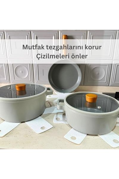 Mena Rise Şirinshop 12 Pieces Pot and Pan Protector Organizer Anti-Scratch Set White 1108107