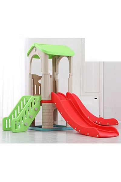 FULLJOY Cabin with 2 large slides, indoor playground and climbing ladder for children 280*205*159 cm
