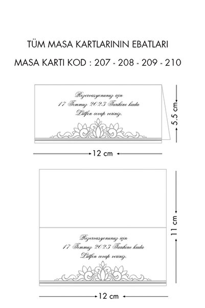 Cem Davetiye Mini Boy Düğün Nişan Nikah Kına Davetiyesi 209 (100 Adet) Baskı Dahil