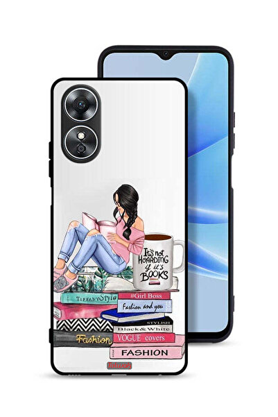 Tolwak غطاء حماية لهاتف Oppo A17 برسومات كتب وأزياء فنية للفتيات
