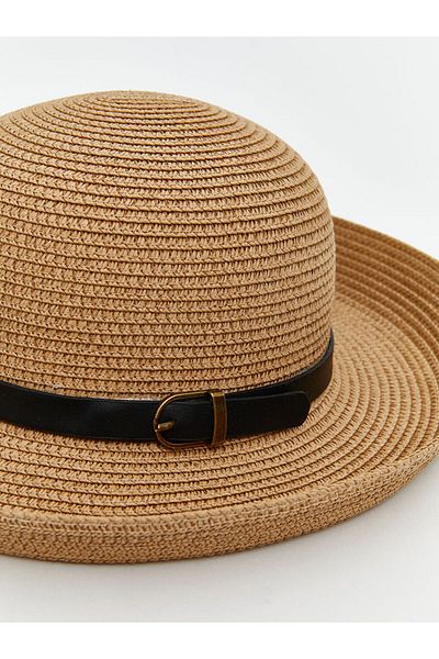 LC Waikiki Beige Leopard Patterned Women's Straw Hat