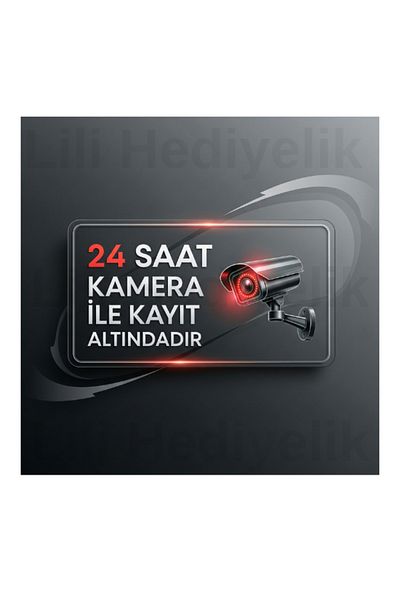lili hediyelik 24 Hour Recording with Camera Gold Written 15X20 cm 3-Piece Metal Sheet