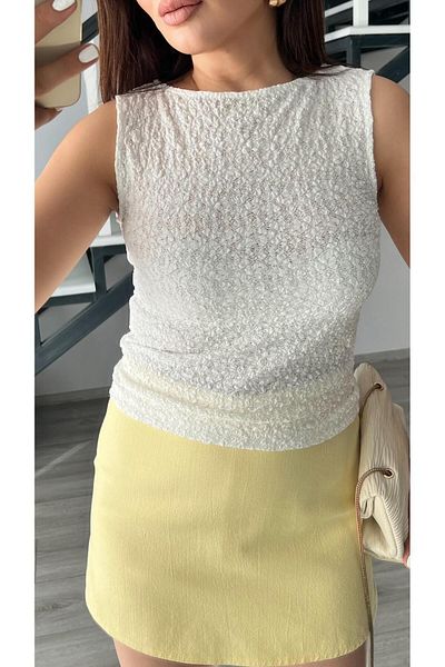 Oslove Ecru Boat Neck Lace Blouse