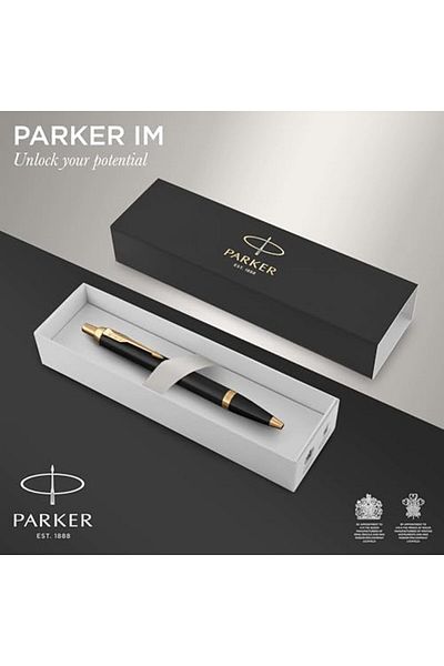 Mena Rise Im Lacquer Black Gold Design Ballpoint Pen, Medium Thickness Nib, Blue Ink (1931666) Bl