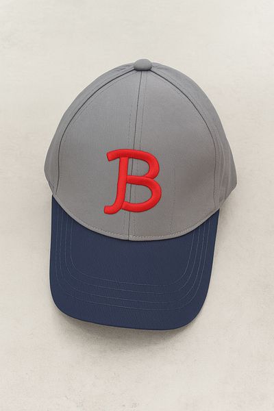nacar çarşı Men's Beige Letter B Embroidered Navy Blue Summer Hat - Adjustable Sports Model