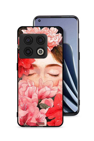 Tolwak غطاء حماية لهاتف OnePlus 10 Pro 5G، وجه فتاة مخفي في فن الزهور