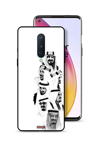 Tolwak غطاء حماية لهاتف OnePlus 8 - فن ملوك السعودية - أبيض وأسود