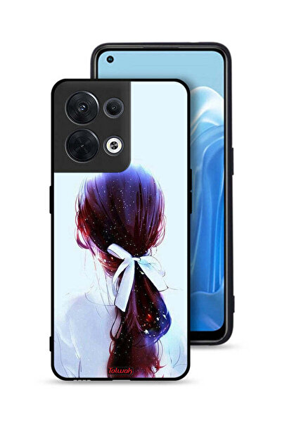 Tolwak Oppo Reno8 5G Protective Case Cover Tie Hair With Hairband Girl Art