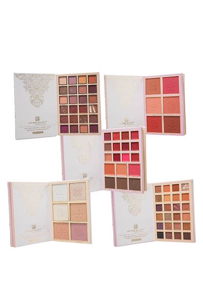 LOVEME BEAUTY Christine 5 in 1 Palette Book: Eyeshadow + Highlighter + Blush + Lipstick + Concealer + Eyebrow Tattoo
