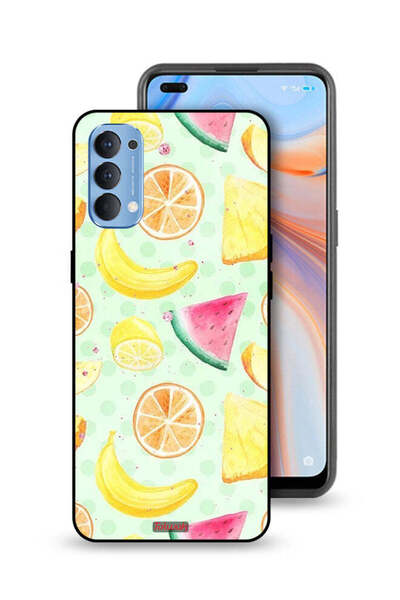 Tolwak غطاء حماية لهاتف Oppo Reno4 4G برسومات فنية بألوان مائية وفواكه