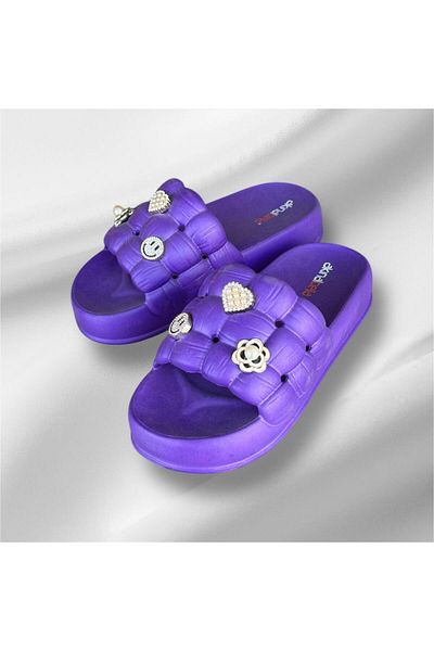 AkınalBella Women's Drawstring Model Soft Ultrasoft Orthopedic Sole Stone Slippers