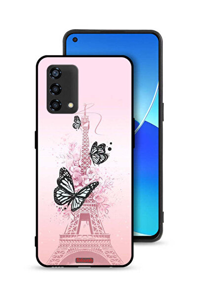 Tolwak غطاء حماية لهاتف Oppo Reno6 Lite بنقشة فراشات على برج إيفل