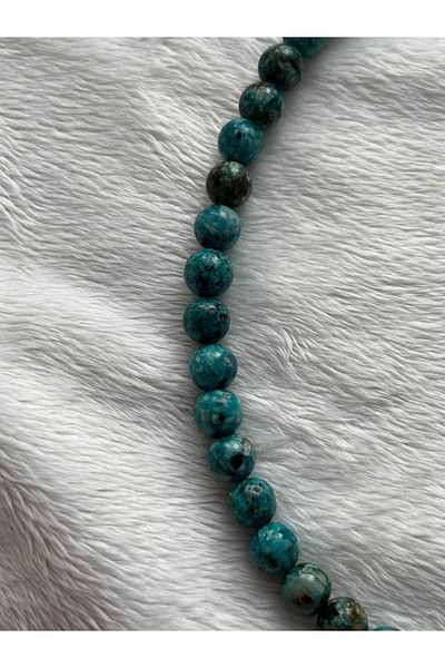 Pel Design Ocean Ceyt Stone 8 mm Stone Steel Apparatus Necklace Handmade